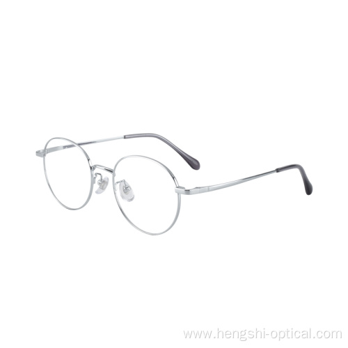 Men Women Silver Optical Eyeglasses Round Soft Metal Frame Eyewear
